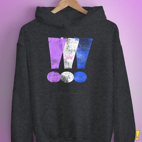 Drag Pride Grunge Exclamation Points Hoodie - Dark Grey Heather